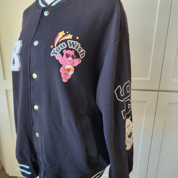 Care Bears You Wish Sweater Jacket Black Kidcore 80's Sporty Cute Fandom Small - Picture 5 of 15